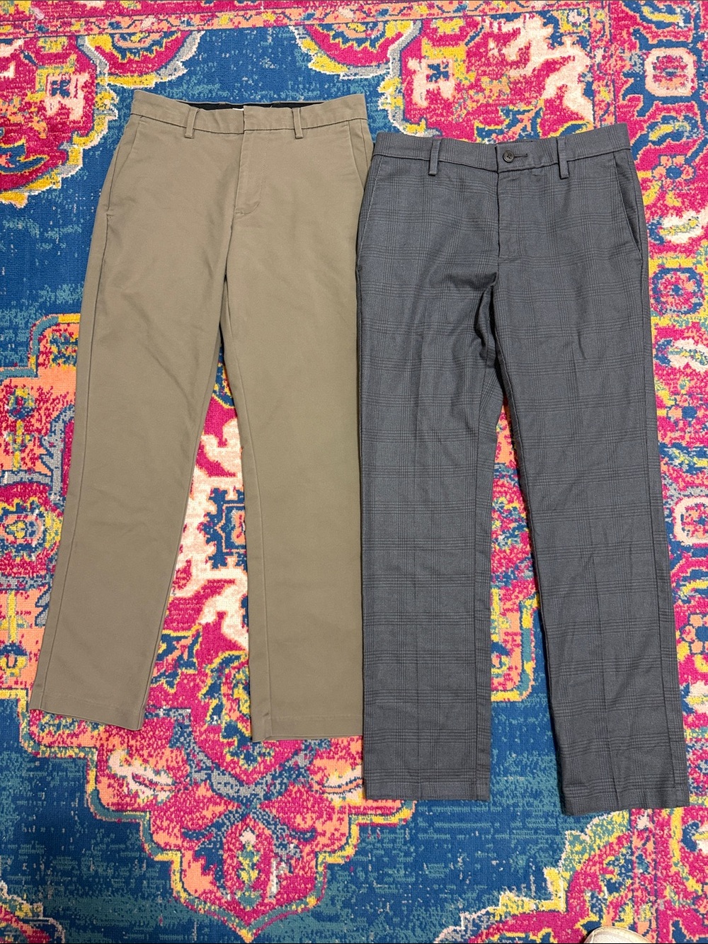 Goodthreads BUNDLE 28W x 30L Athletic khaki and grey plaid Slim